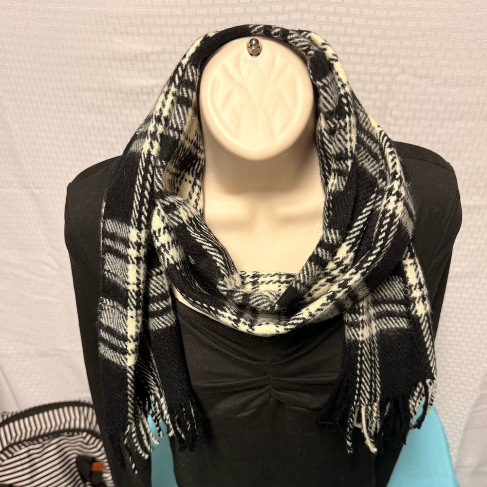 Scarf: Plaid Black and White Scarf